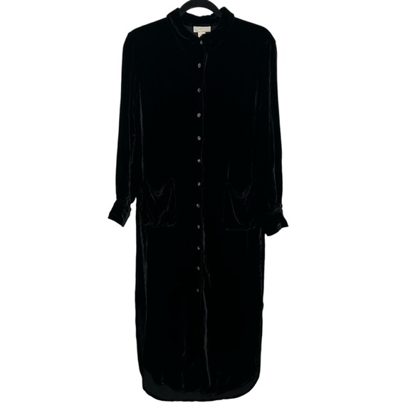 J. Jill Vtg. Black Velvet Long Line Button-Up Duster Coat/Cardigan Sz 6P - Picture 1 of 14